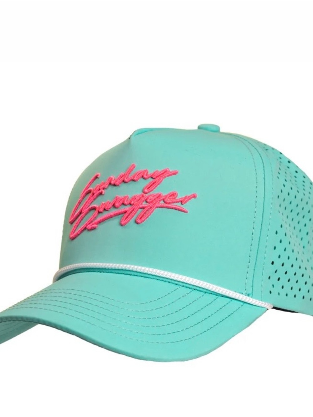 Mint Pink Script Logo Trucker Hat